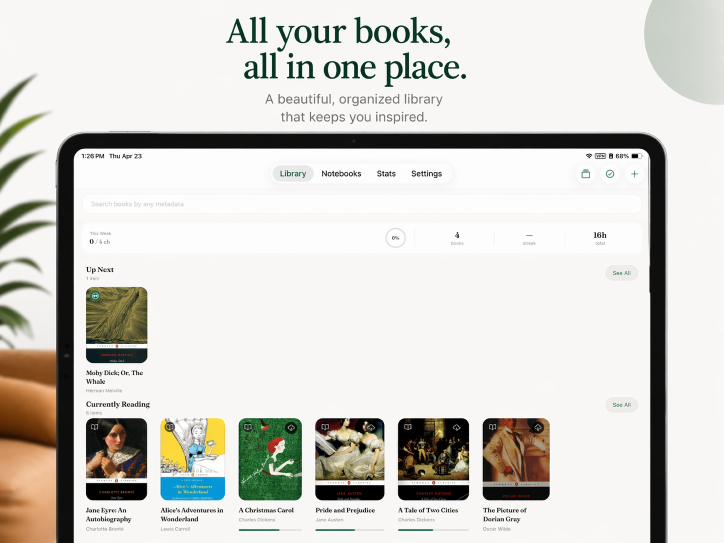 Lumen library on iPad, synced across devices